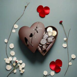 Coffret Coeur tendre garni 300g Lait/Noir