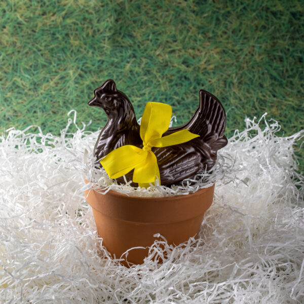 Poule en chocolat au pot