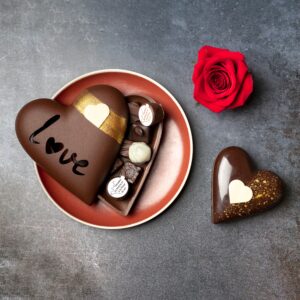 Coffret Coeur tendre garni 300g Lait/Noir